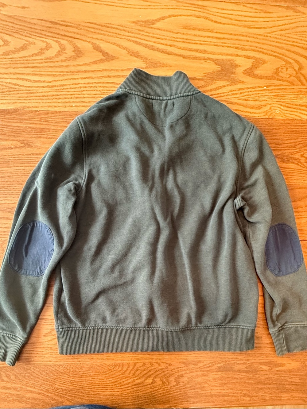Banana Republic Olive Green Zip-Up Sweater with Elbow Patches - Picture 4 of 5